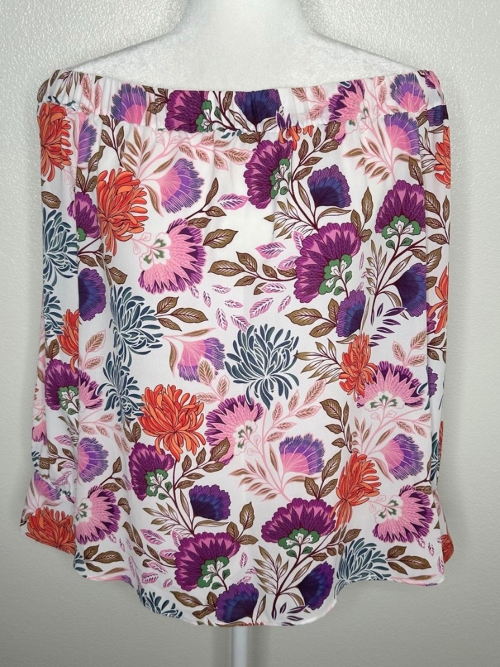 INC Womens Multicolor Off-Shoulder Floral Long Sleeve Top Blouse Size PXL Petite